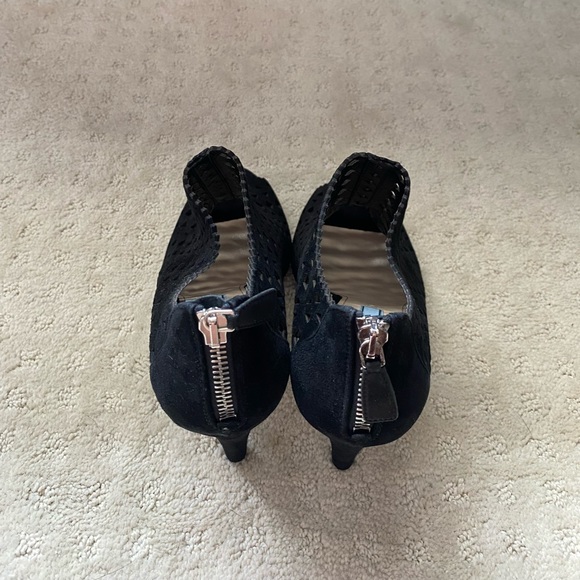 Prada Black Laser Cut Peep Toe Suede Bootie - Picture 6 of 8